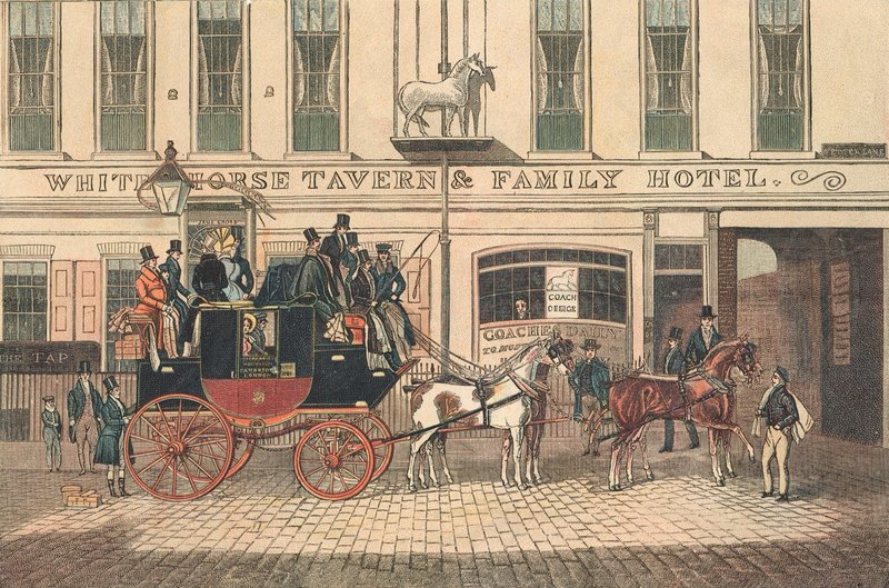 White Horse Tavern and Hotel, Fetter Lane, London by James Pollard