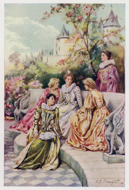 Mary Stuart, the future Mary Queen of Scots, with her court, the Four Marys, during her time in France, 1550s by James Shaw Crompton