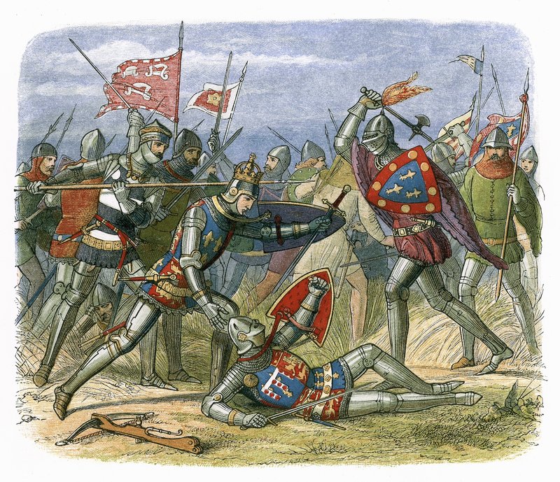 King Henry V attacked by the Duke of Alençon at the Battle of Agincourt by James William Edmund Doyle