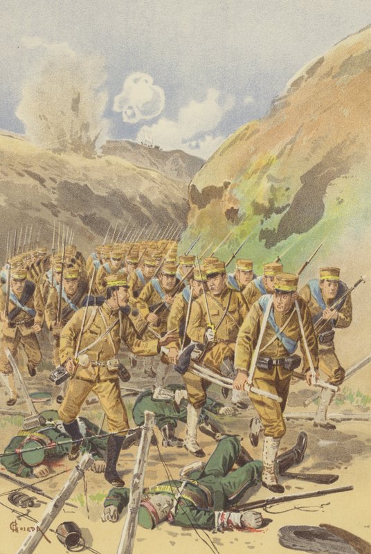 Lieutenant Takagi asking his Brigade Commander for Permission to advance by Japanese School