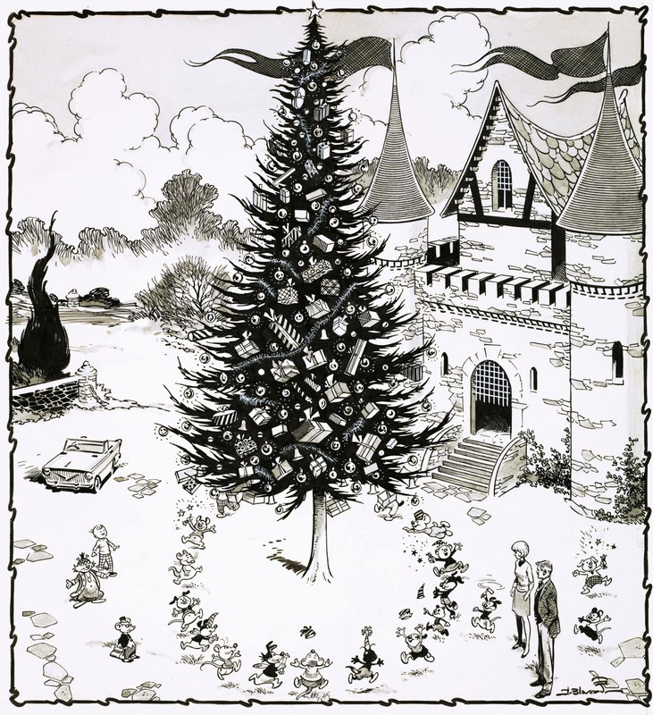 Christmas tree surrounded by dancing animals by Jesus Blasco