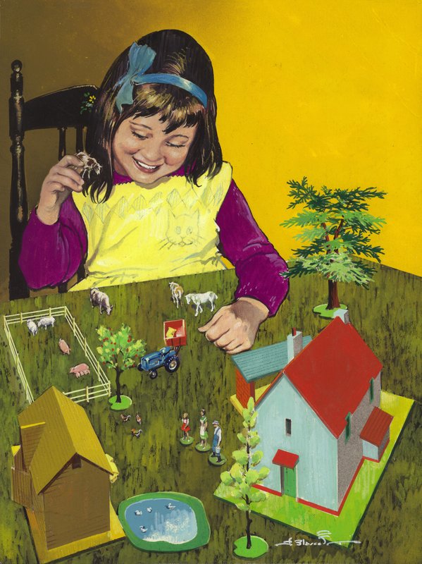 Girl with Toy Farm by Jesus Blasco