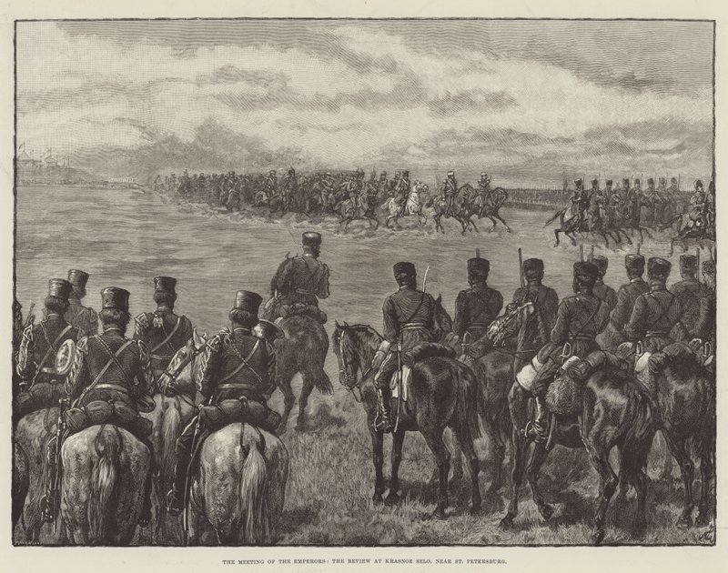 The Meeting of the Emperors, the Review at Krasnoe Selo, Near St Petersburg by Johann Nepomuk Schonberg