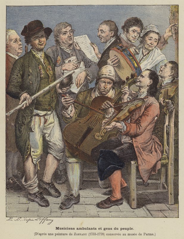 Travelling musicians and common people by Johann (after) Zoffany