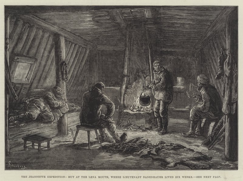 The Jeannette Expedition, Hut at the Lena Mouth, Where Lieutenant Danenhauer Lived Six Weeks by Johann Nepomuk Schonberg