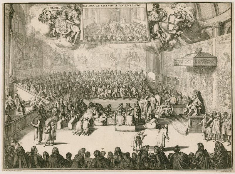A Session in the House of Commons with George II on the Throne by Johannes and Mortier, Cornelis Covens