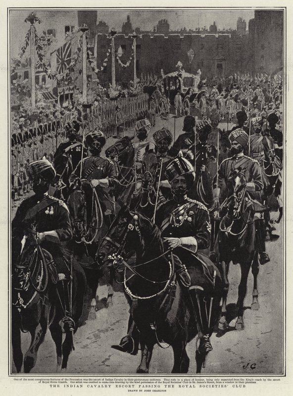 The Indian Cavalry Escort Passing the Royal Societies