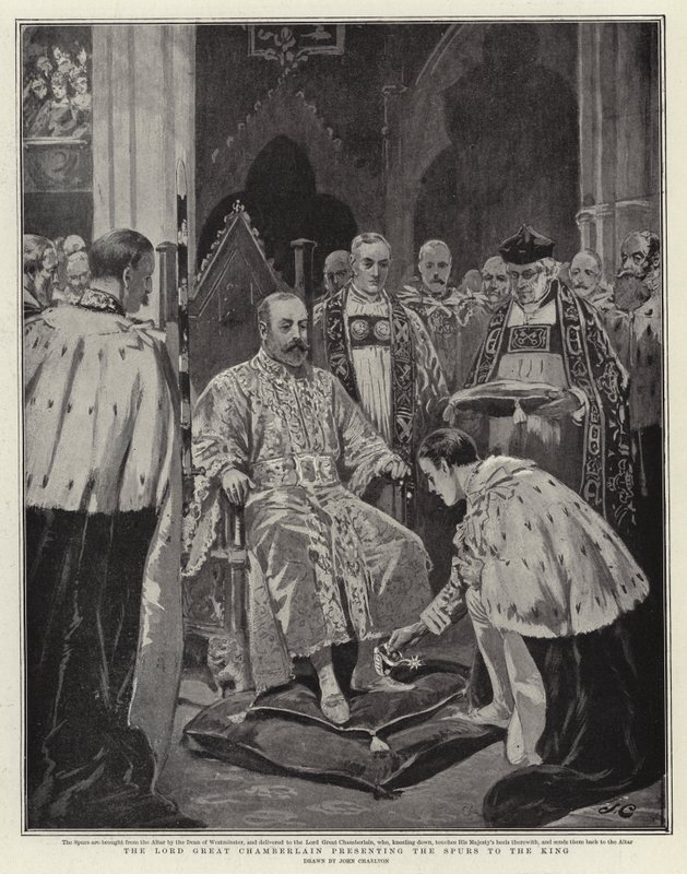 The Lord Great Chamberlain presenting the Spurs to the King by John Charlton