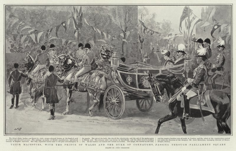 Their Majesties, with the Prince of Wales and the Duke of Connaught, Passing Through Parliament Square by John Charlton