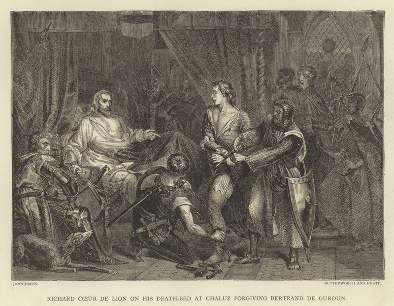 Richard Coeur de Lion on his death-bed at Chaluz forgiving Bertrand de Gurdun by John Cross