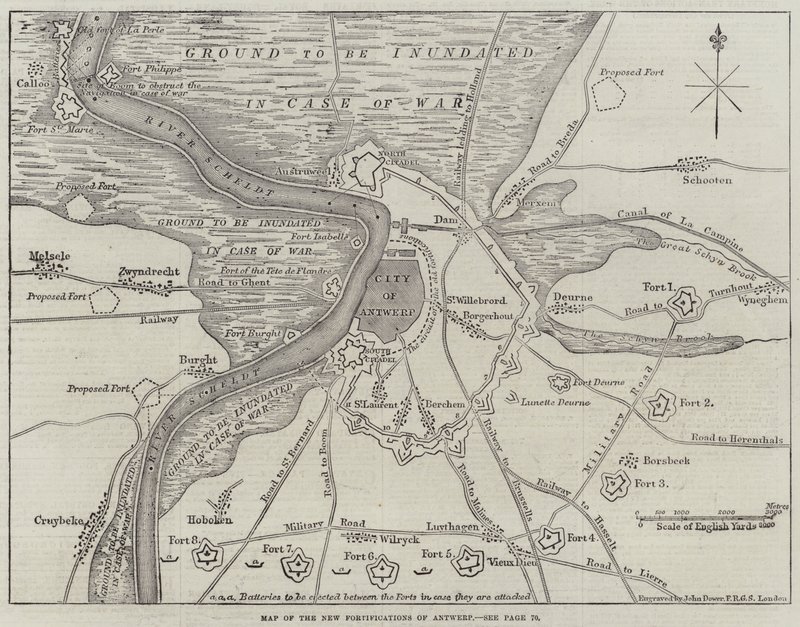 Map of the New Fortifications of Antwerp by John Dower