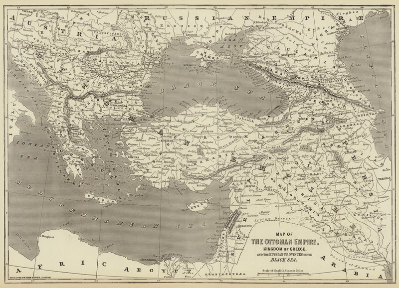 Map of the Ottoman Empire, Kingdom of Greece, and the Russian Provinces on the Black Sea by John Dower