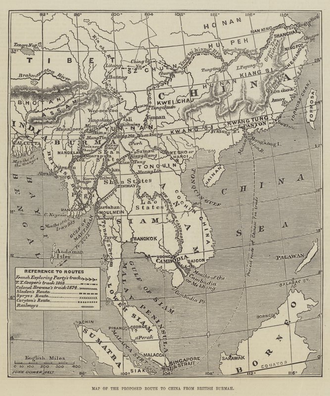 Map of the Proposed Route to China from British Burmah by John Dower