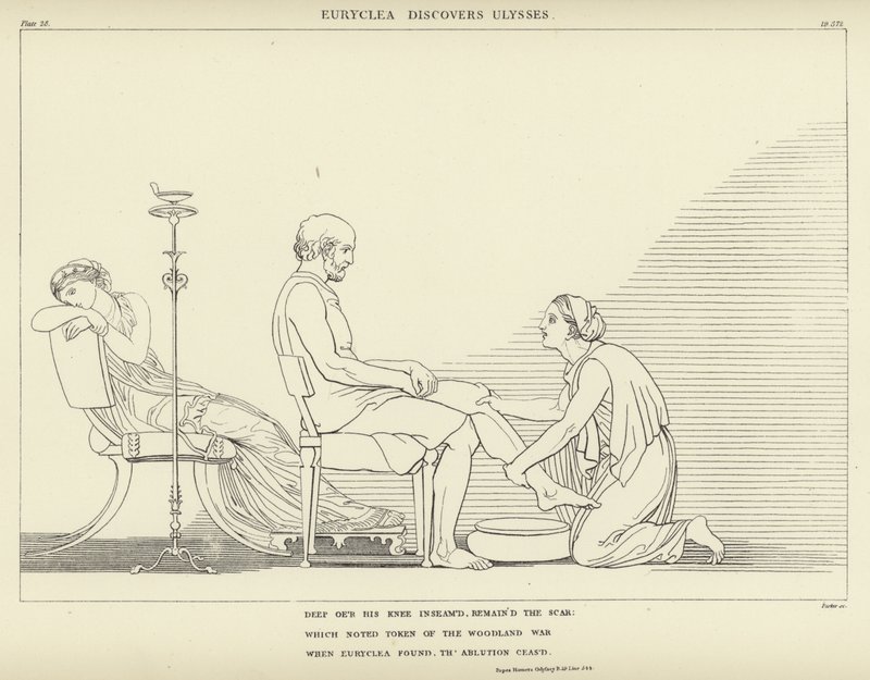 Euryclea discovers Ulysses by John Flaxman