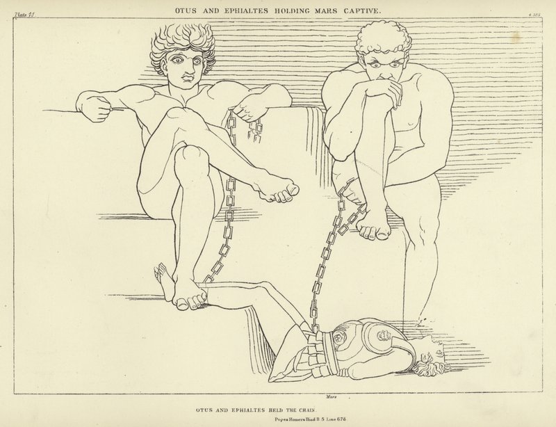 Otus and Ephialtes Holding Mars Captive by John Flaxman