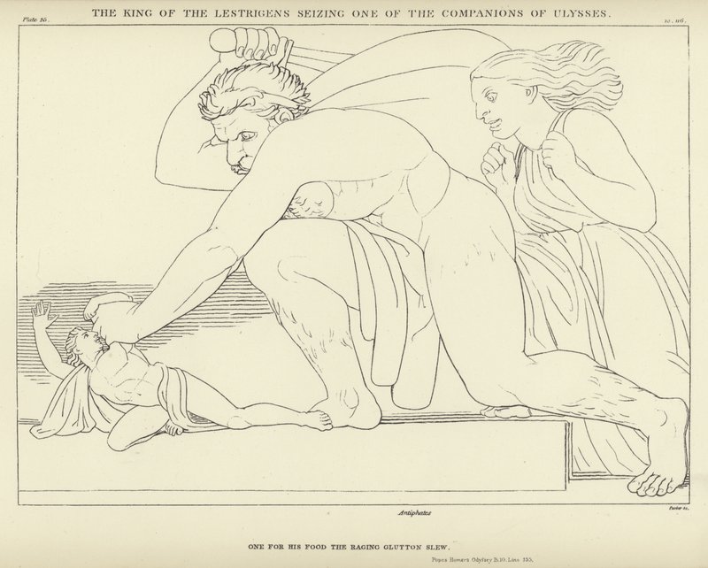 The King of the Lestrigens Seizing One of the Companions of Ulysses by John Flaxman