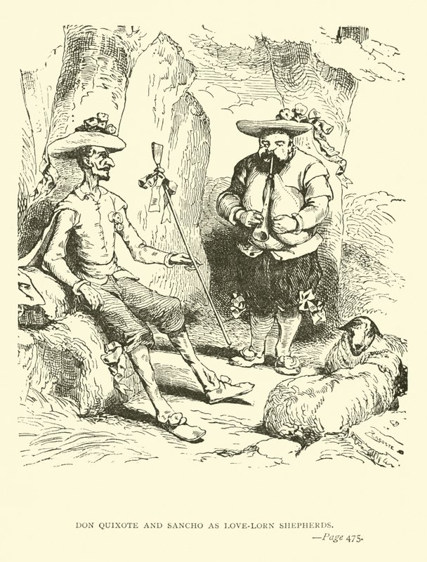 Don Quixote and Sancho as Love-Lorn Shepherds by John Gilbert