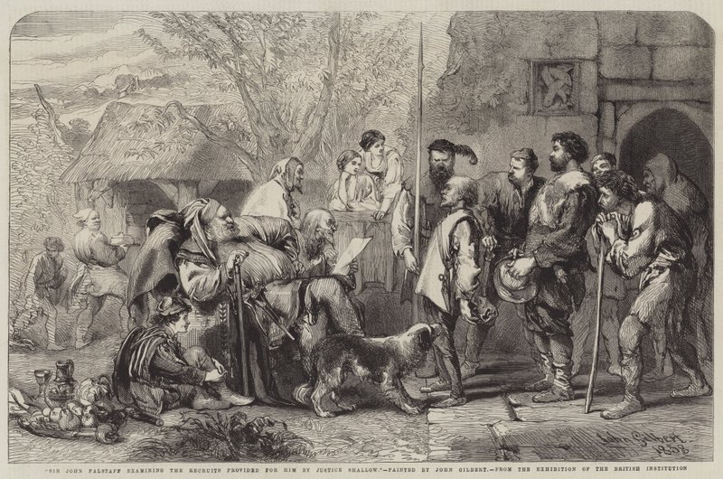 Sir John Falstaff Examining the Recruits Provided for Him by Justice Shallow by John Gilbert