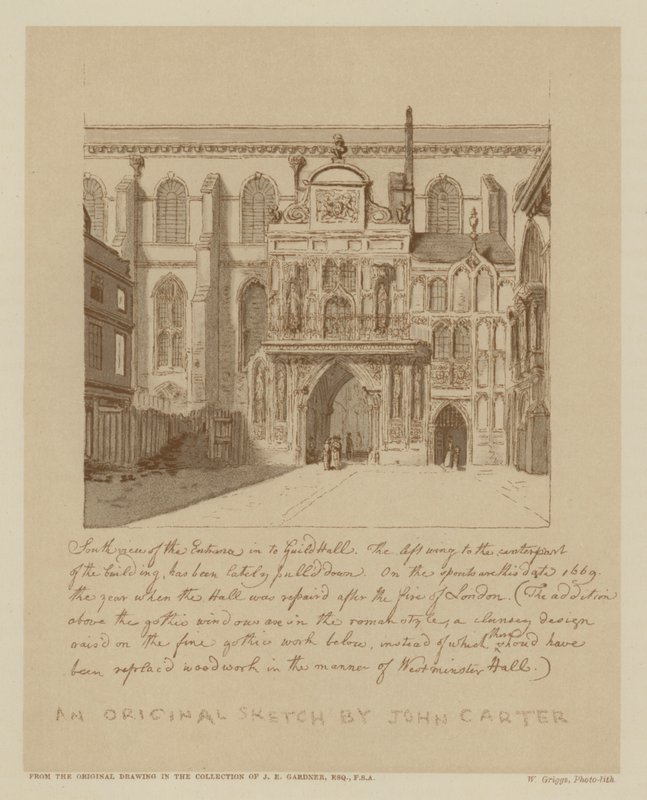 South View of the Entrance to Guildhall, City of London by John (after) Carter