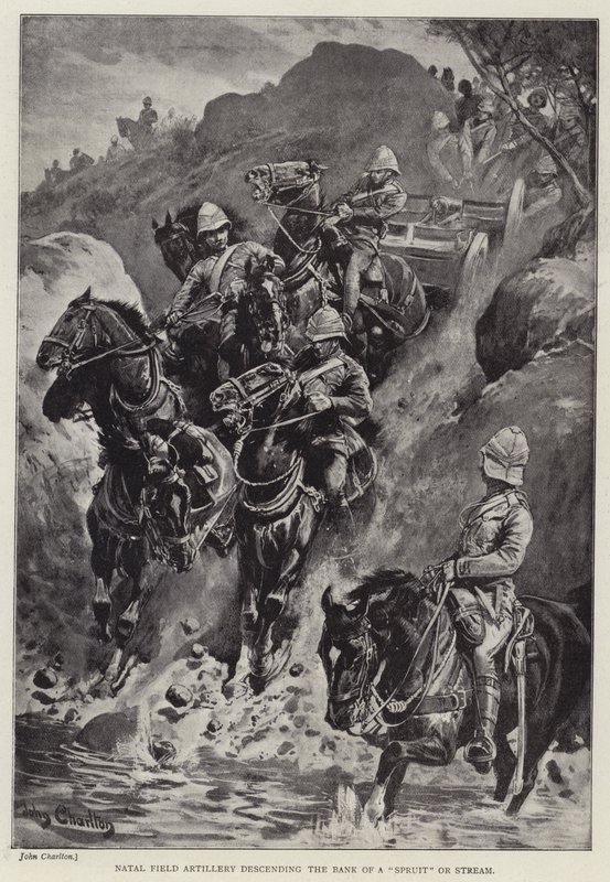 Natal Field Artillery descending the Bank of a 