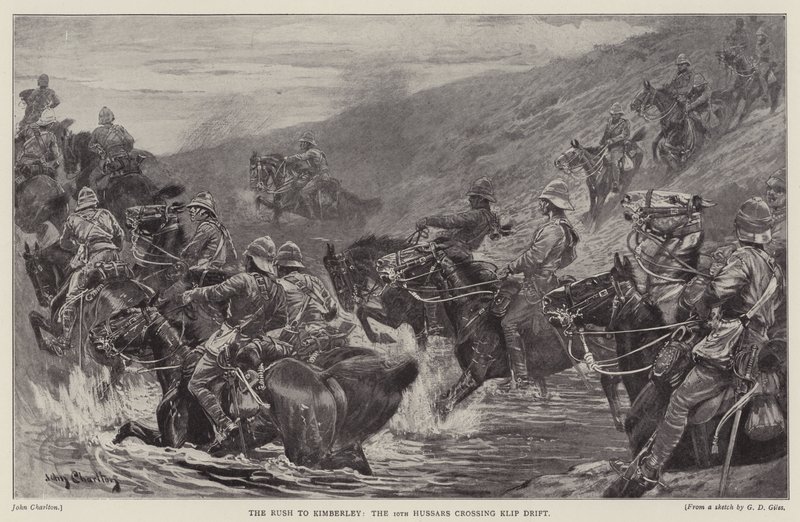 The Rush to Kimberley, the 10th Hussars Crossing Klip Drift by John (after) Charlton