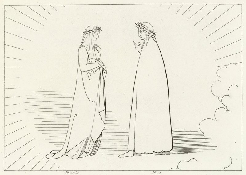 Beatrice and Dante, Paradise, Canto 7 by John (after) Flaxman