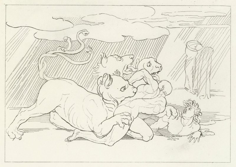 Cerberus, Inferno, Canto 6 by John (after) Flaxman