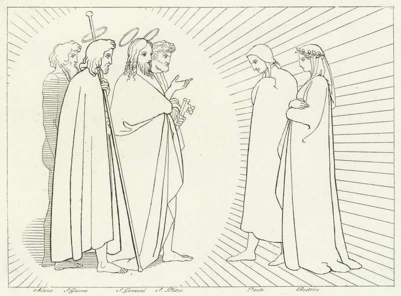 Conference with St John, Paradise, Canto 26 by John (after) Flaxman