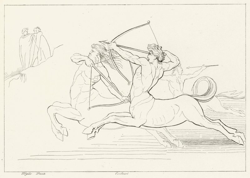 Encounter with the Centaurs, Inferno, Canto 12 by John (after) Flaxman