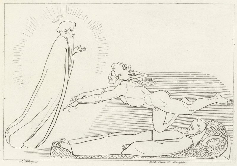 The Contention for Guido De Montefeltro, Inferno, Canto 27 by John (after) Flaxman