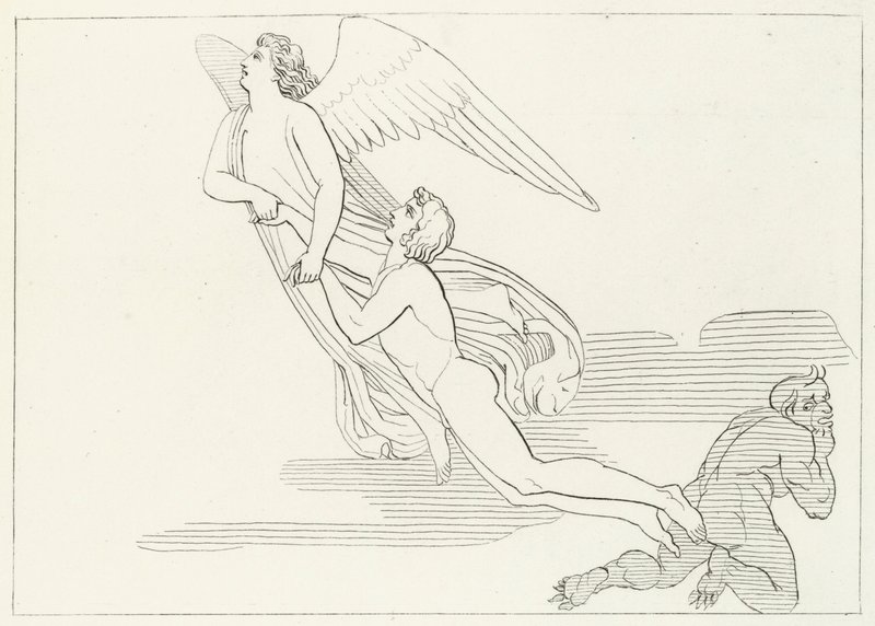 The Deliverance of Buonaconte, Purgatory, Canto 5 by John (after) Flaxman