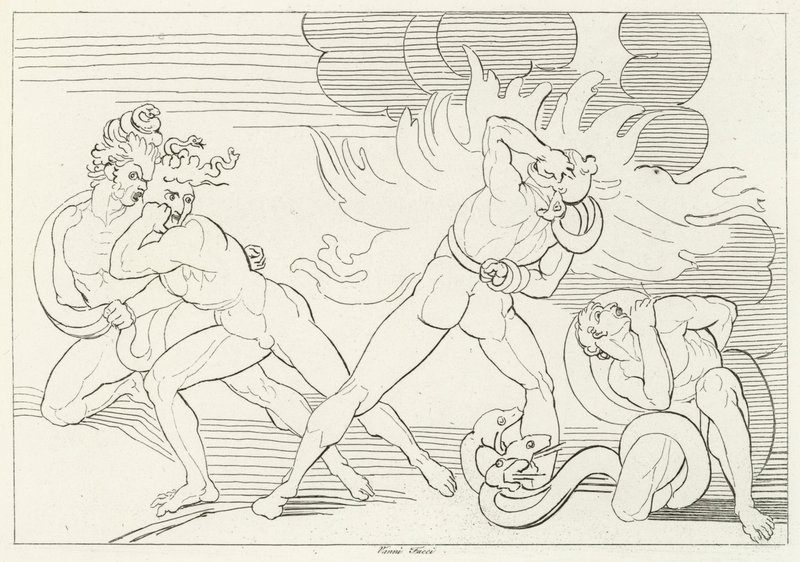 The Fiery Serpents, Inferno, Canto 24 by John (after) Flaxman