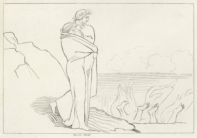 The Gulf of Simony, Inferno, Canto 19 by John (after) Flaxman