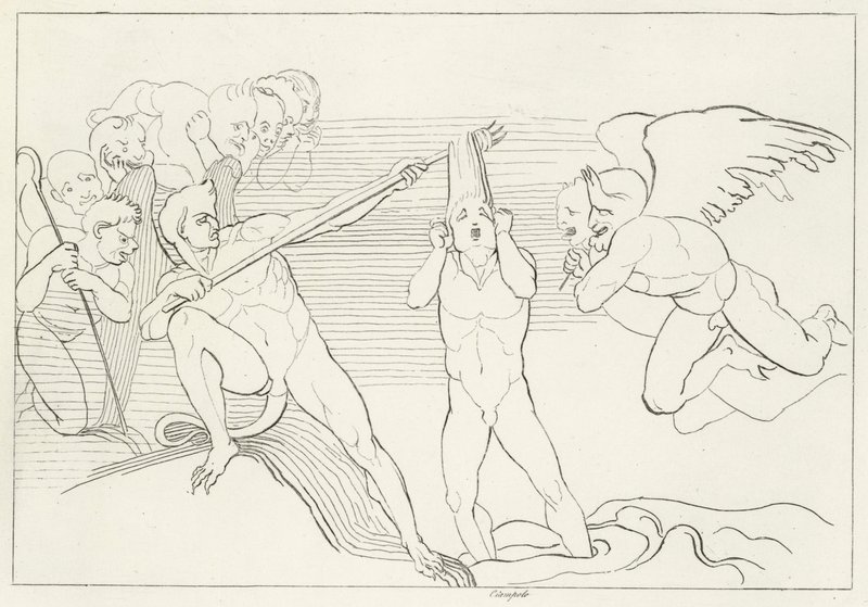 The Lake of Pitch, Inferno, Canto 22 by John (after) Flaxman
