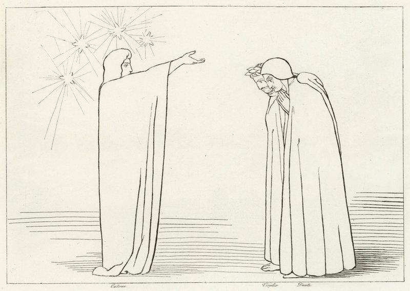The Mountain of Probation, Purgatory, Canto 1 by John (after) Flaxman