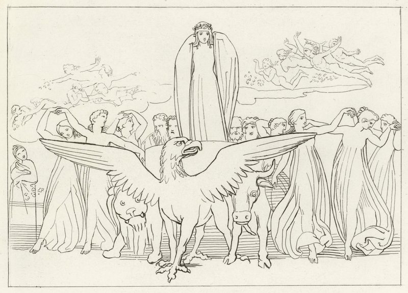 The Mysterious Car, Purgatory, Canto 31 by John (after) Flaxman