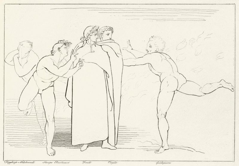 The Rain of Fire, Inferno, Canto 16 by John (after) Flaxman