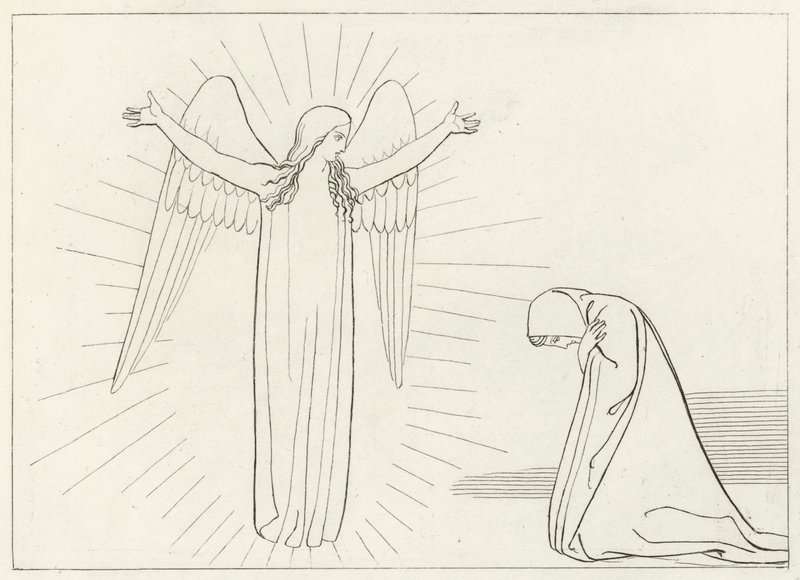 The Salutation, Purgatory, Canto 10 by John (after) Flaxman