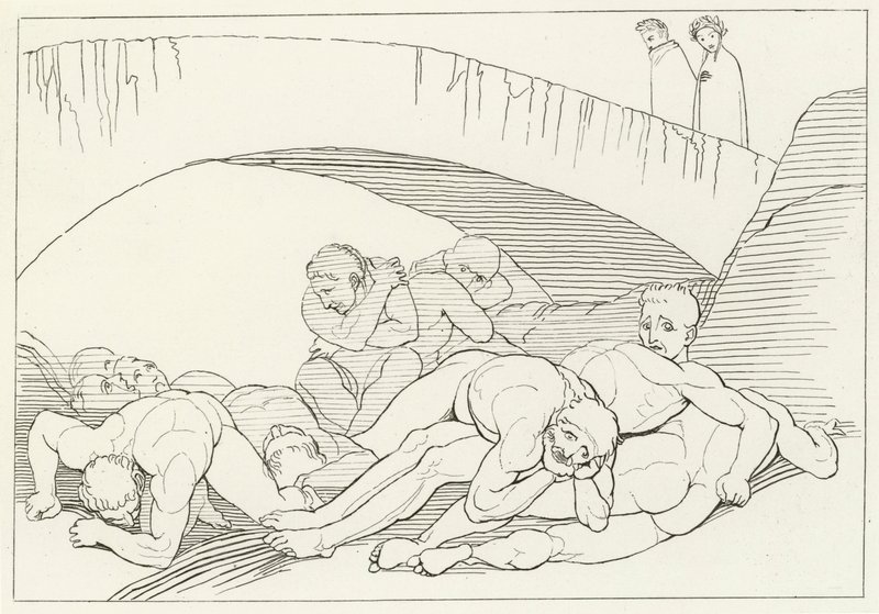 The Vale of Disease, Inferno, Canto 29 by John (after) Flaxman