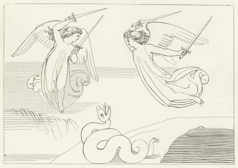 The Valley, Purgatory, Canto 8 by John (after) Flaxman