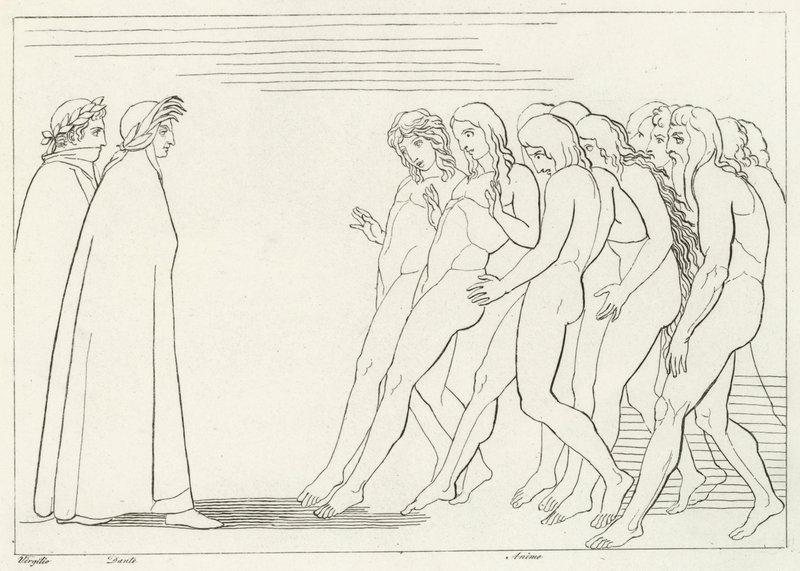 The Vestibule of Purgatory, Purgatory, Canto 3 by John (after) Flaxman