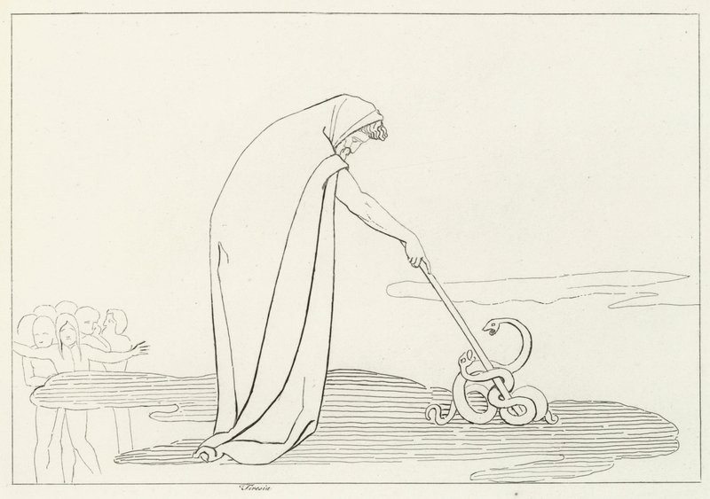 Tiresias, Inferno, Canto 20 by John (after) Flaxman