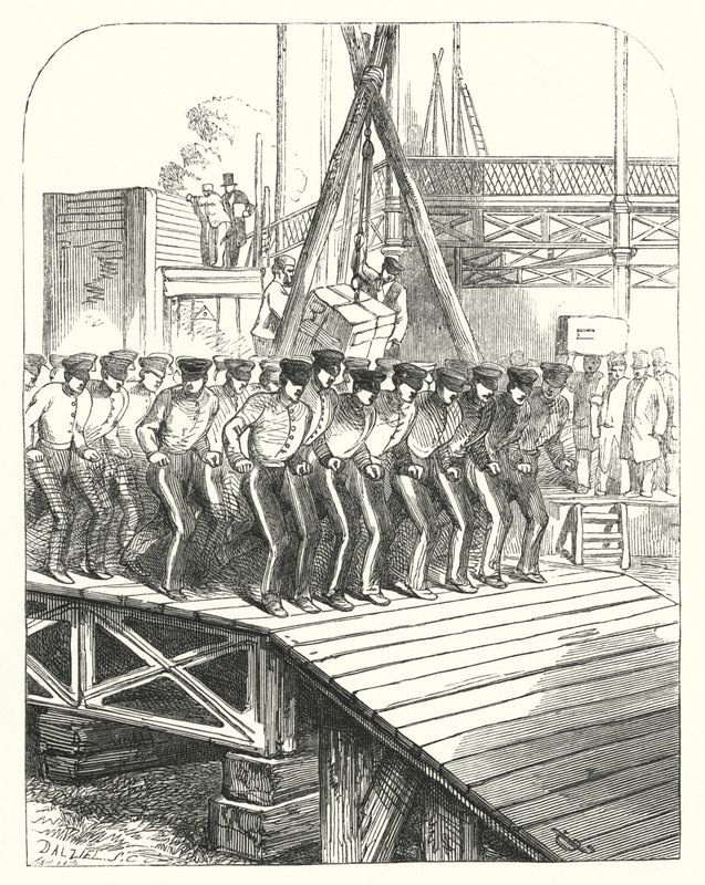 Sappers and miners working on the site of the Crystal Palace, Hyde Park, London, venue of the Great Exhibition of 1851 by John (after) Gilbert