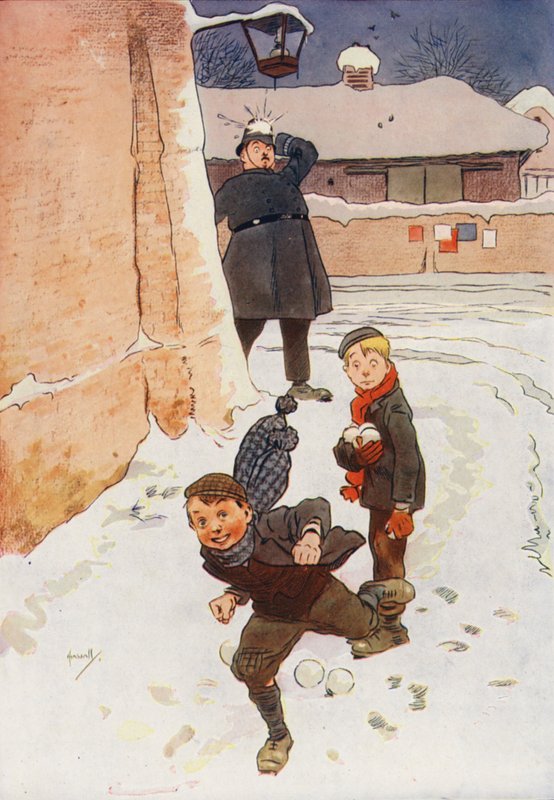 Policeman Struck by a Snowball by John (after) Hassall