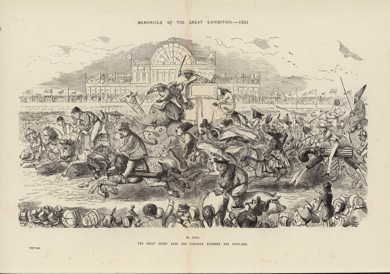 Memorials of the Great Exhibition 1851, The Great Derby Race for Eighteen Hundred and Fifty-One by John (after) Leech