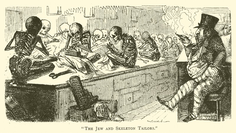 The Jew and Skeleton Tailors (engraving) by John (after) Leech
