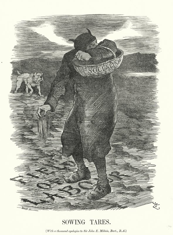Sowing Tares - The Fear of the Spread of Socialism Amongst British Workers (engraving) by John (after) Tenniel