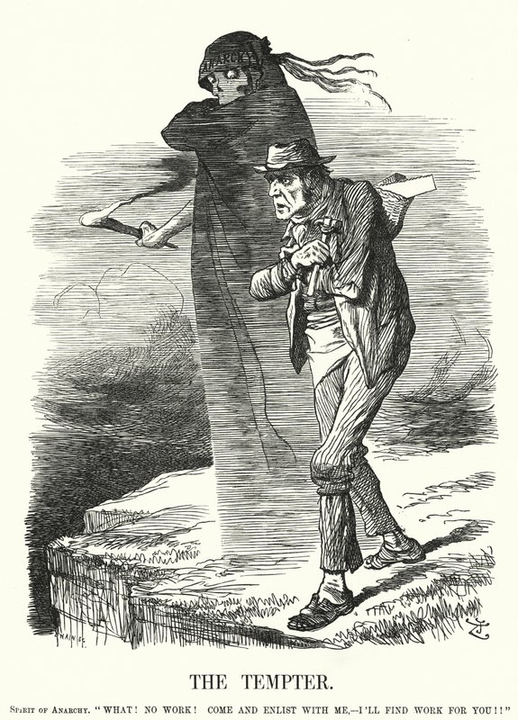 The Tempter - temptation of anarchism for the unemployed by John (after) Tenniel