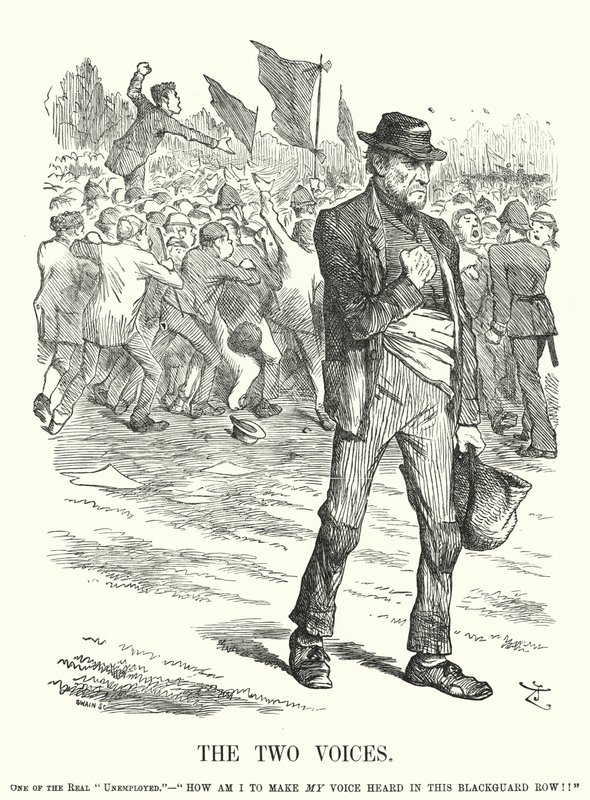The Two Voices - Unemployment and Social Unrest in Victorian Britain (engraving) by John (after) Tenniel