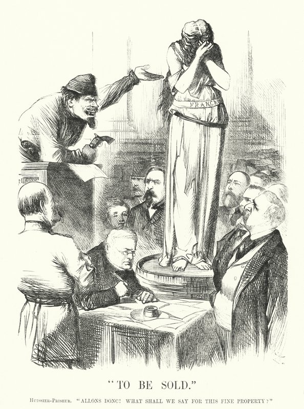 Punch cartoon: To Be Sold - The Paris Commune by John (after) Tenniel